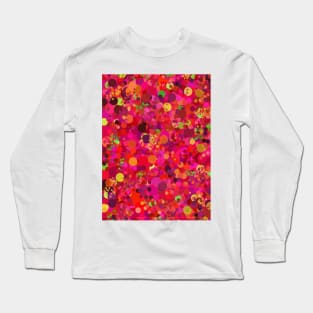 Colorful Pink Red and Gold Circles Abstract Art Pattern Long Sleeve T-Shirt